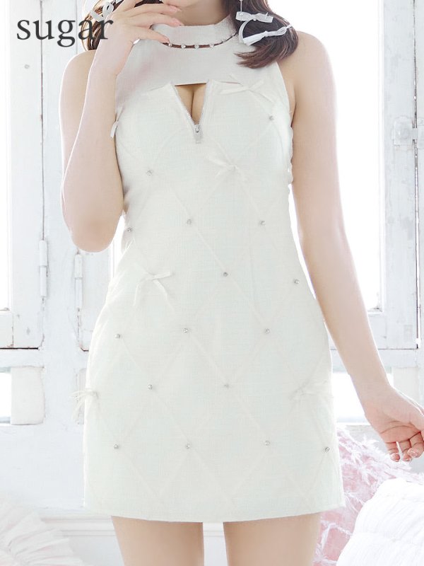 画像34: XSサイズあり【ROBE de FLEURS/ローブドフルール】バレエコアランダム/ スイート/ ミニリボン/ フレア/ ミニドレス/ キャバドレス[OF08]