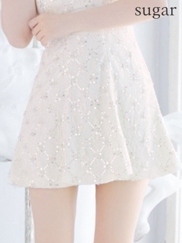 画像11: XSサイズあり【ROBE de FLEURS/ローブドフルール】バストカット/ ビジュー/ スパンコール/ サテン/ キャミソール/ フレア/ ミニドレス/ キャバドレス[OF08]