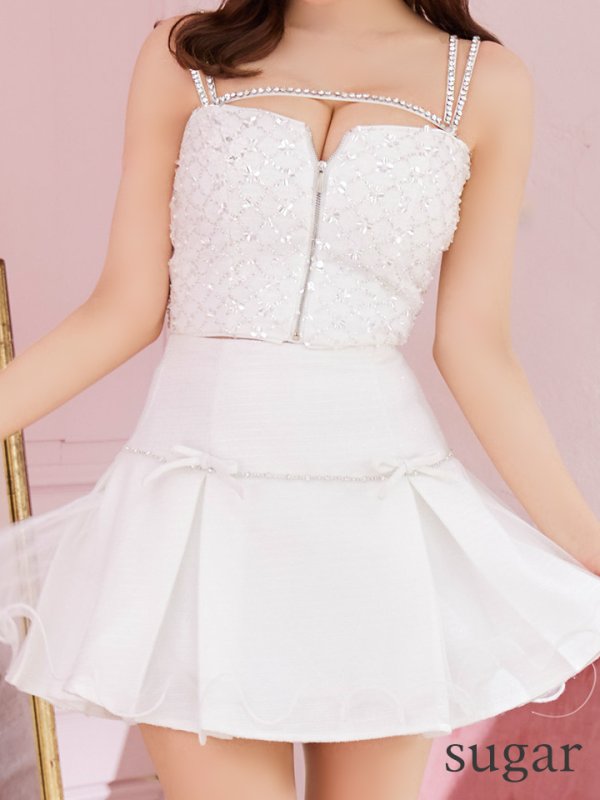 画像8: XSサイズあり【ROBE de FLEURS/ローブドフルール】ラメツイード/ リボンチュール/ ドリーミー/ フレア/ ミニドレス/ キャバドレス[OF08]