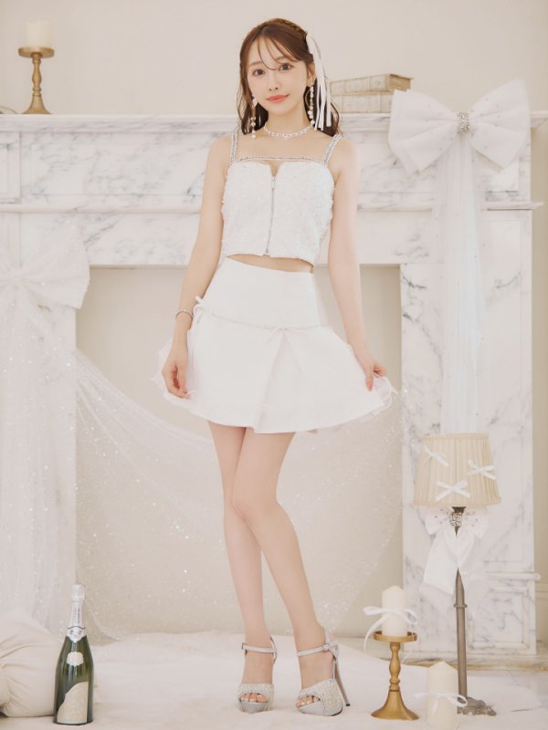 画像8: 【はんな/関西コレクション着用】XSサイズあり【ROBE de FLEURS/ローブドフルール】ラメツイード/ リボンチュール/ ドリーミー/ フレア/ ミニドレス/ キャバドレス[OF08]