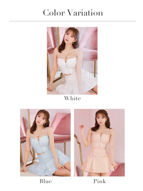 画像25: XSサイズあり【ROBE de FLEURS/ローブドフルール】ラメツイード/ リボンチュール/ ドリーミー/ フレア/ ミニドレス/ キャバドレス[OF08]