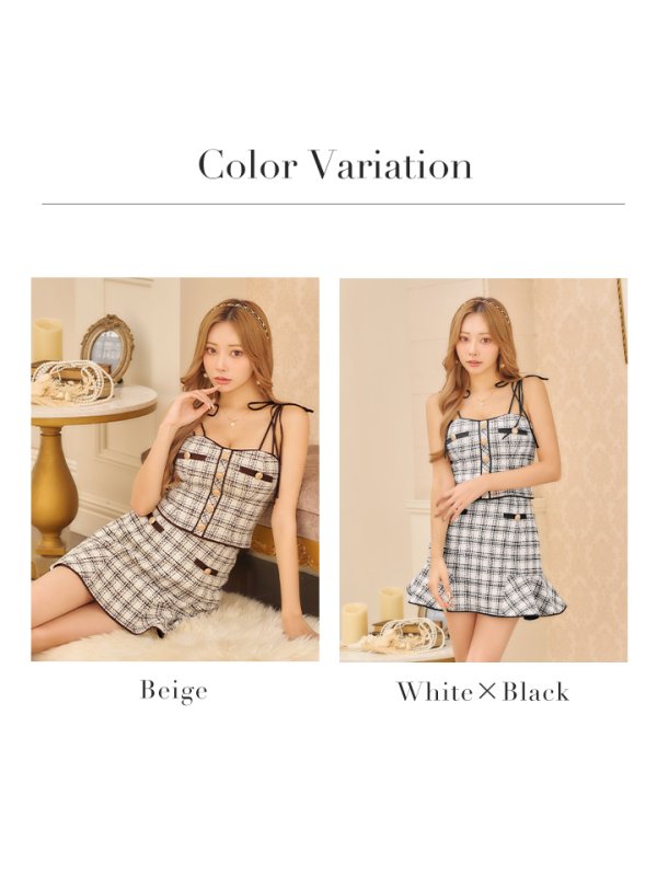 画像22: 【XSサイズあり】【ROBE de FLEURS/ローブドフルール】ツイード/ ボタン/ クラシカル/ セットアップ/ ミニドレス/ キャバドレス[OF08]