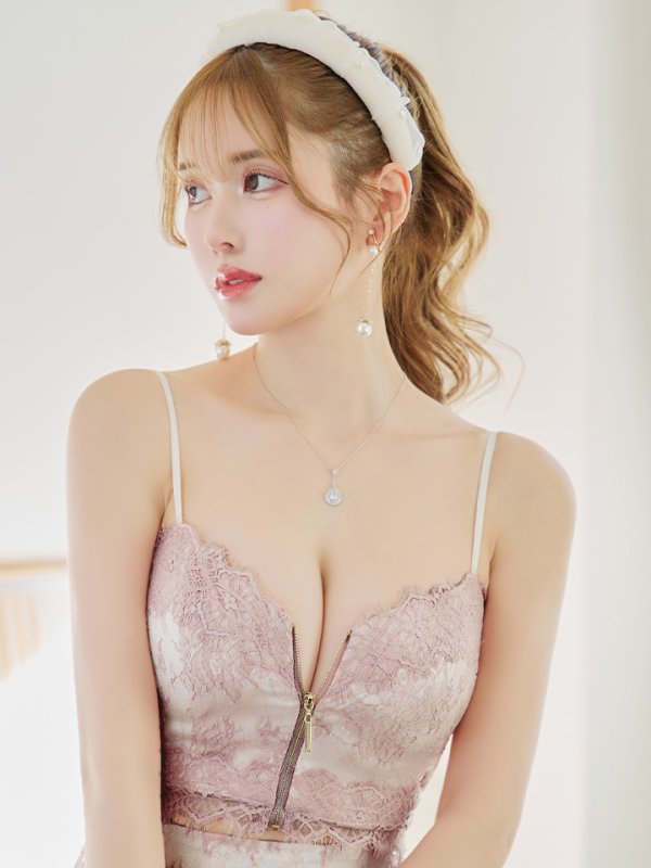 画像15: 【ROBE de FLEURS/ローブドフルール】マーメイド/ レース/ オーガンジー/ フロントジップ/ キャミソール/ セットアップ/ ロングドレス/ キャバドレス[OF08]