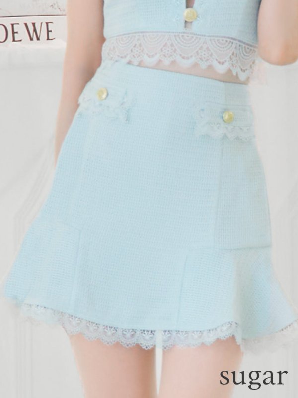 画像27: XSサイズあり【ROBE de FLEURS/ローブドフルール】 セットアップ/ フロントゴールド/ ボタン/ ノースリーブ/ リボン/ ツイード/ フレア/ ミニドレス/ キャバドレス[OF08]