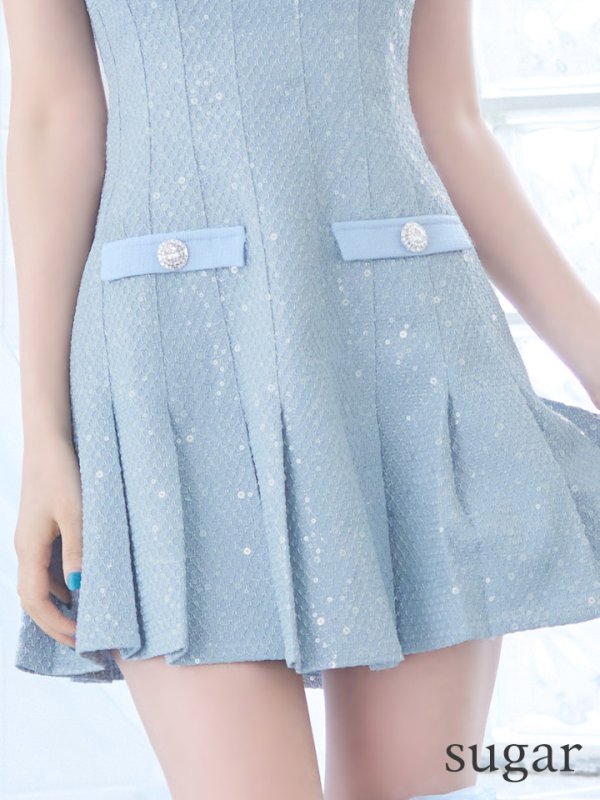 画像20: XSサイズあり【ROBE de FLEURS/ローブドフルール】ノースリーブ/ バストジッパー/ スパンコール/ プリーツ/ フレア/ ミニドレス/ キャバドレス[OF08]