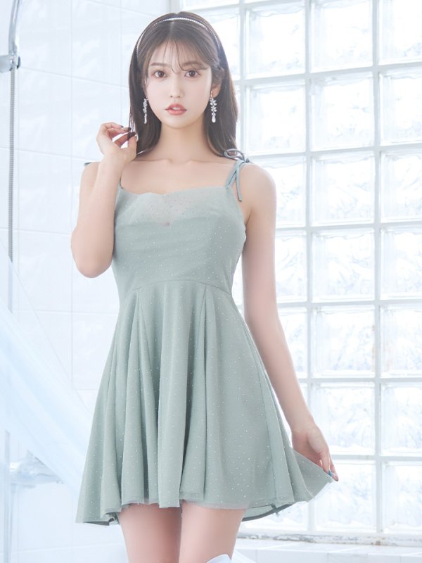 画像14: XSサイズあり【ROBE de FLEURS/ローブドフルール】ショルダーリボン/ スプリングツイード/ プリティ/ フレア/ ミニドレス/ キャバドレス[OF08]