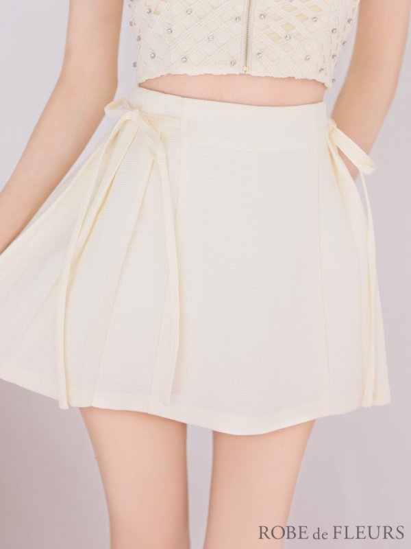 画像8: XSサイズあり【ROBE de FLEURS/ローブドフルール】 セットアップ/ キャミソール/ビジュー/ リボン/ フロントジップ/ ツイード/ フレア/ ミニドレス/ キャバドレス[OF08]