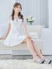 画像3: XSサイズあり【ROBE de FLEURS/ローブドフルール】シースルーレース/ ビジュー/ バストジップ/ 袖あり/ 半袖/ フレア/ ミニドレス/ キャバドレス[OF2]【一部予約商品/5月中旬発送予定】