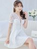 画像5: XSサイズあり【ROBE de FLEURS/ローブドフルール】シースルーレース/ ビジュー/ バストジップ/ 袖あり/ 半袖/ フレア/ ミニドレス/ キャバドレス[OF2]【一部予約商品/5月中旬発送予定】