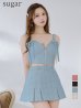 画像5: XSサイズあり【ROBE de FLEURS/ローブドフルール】スエードリボン/ チェックツイード/ ベルトデザイン/ フレア/ セットアップ/ ミニドレス/ キャバドレス[OF2]
