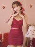 画像2: XSサイズあり【ROBE de FLEURS/ローブドフルール】ホルターネック/ リボン/ ラメ/ セットアップ/ タイト/ ミニドレス/ キャバドレス[OF2] (2)