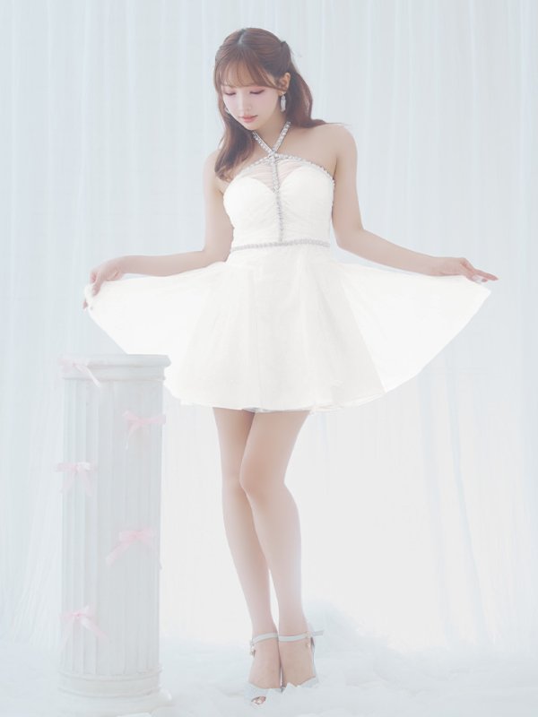 画像3: XSサイズあり【ROBE de FLEURS/ローブドフルール】バレエコア/ ラメチュール/ ビジュー/ フレア/ ミニドレス/ キャバドレス[OF08]