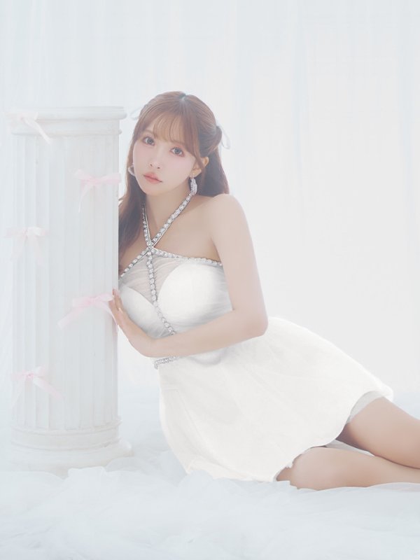 画像6: XSサイズあり【ROBE de FLEURS/ローブドフルール】バレエコア/ ラメチュール/ ビジュー/ フレア/ ミニドレス/ キャバドレス[OF08]