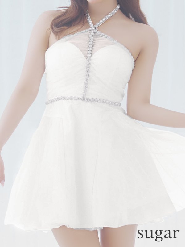 画像8: XSサイズあり【ROBE de FLEURS/ローブドフルール】バレエコア/ ラメチュール/ ビジュー/ フレア/ ミニドレス/ キャバドレス[OF08]