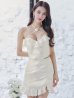 画像14: XSサイズあり【ROBE de FLEURS/ローブドフルール】ローズクロスネック/ サテン/ フリル/ タイト/ セットアップ/ ミニドレス/ キャバドレス[OF2]