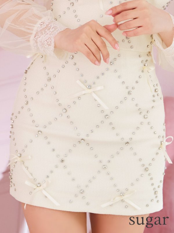 画像18: XSサイズあり【ROBE de FLEURS/ローブドフルール】袖チュール/ ランダムリボン/ セットアップ/ ミニドレス/ キャバドレス[OF08]