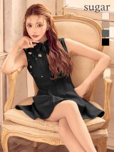 【予約商品/11月下旬発送予定】XSサイズあり【ROBE de FLEURS/ローブドフルール】襟付き/ ノースリーブ/ フレア/ ミニドレス/ キャバドレス[OF08]