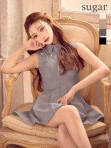 【予約商品/11月下旬発送予定】XSサイズあり【ROBE de FLEURS/ローブドフルール】襟付き/ ノースリーブ/ フレア/ ミニドレス/ キャバドレス[OF08]