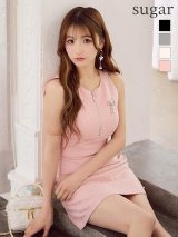 【ゆめ/関西コレクション着用】XSサイズあり【ROBE de FLEURS/ローブドフルール】リボンビジュー/ ノースリーブ/ タイト/ ミニドレス/ キャバドレス【HC02】