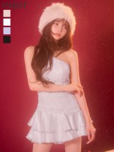 【予約商品/12月下旬発送予定】XSサイズあり【ROBE de FLEURS/ローブドフルール】フラワーレース/ ホルターネック/ ティアード/ フレア/ ミニドレス/ キャバドレス[OF08]