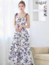 【予約商品/4月下旬発送予定】XSサイズあり【ROBE de FLEURS/ローブドフルール】フラワー/ シフォン/ ティアード/ ワンピース/ ミディアムドレス/ キャバドレスlong[OF08]