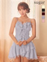 【予約商品/11月中旬発送予定】【ROBE de FLEURS/ローブドフルール】バストリボン/ フリル/ キャミ/ ラメ/ シフォン/ レース/ Aライン/ フレア/ ミニドレス/ キャバドレス[OF08]