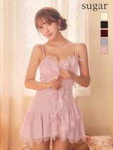 【予約商品/11月中旬発送予定】【ROBE de FLEURS/ローブドフルール】バストリボン/ フリル/ キャミ/ ラメ/ シフォン/ レース/ Aライン/ フレア/ ミニドレス/ キャバドレス[OF08]