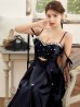 画像5: XSサイズあり【ROBE de FLEURS/ローブドフルール】サテン/ ビジュー/ フレア/ ミディアムドレス/ キャバドレス[OF2]