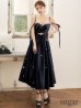 画像7: XSサイズあり【ROBE de FLEURS/ローブドフルール】サテン/ ビジュー/ フレア/ ミディアムドレス/ キャバドレス[OF2]