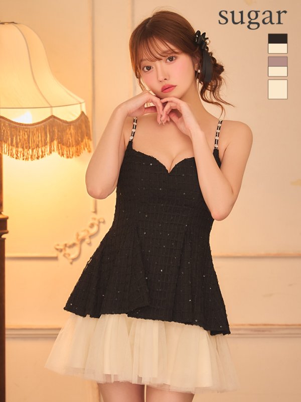 ブラックxアイボリー　モデル：羽澄まり　身長：158cm　着用サイズ：Sサイズ
