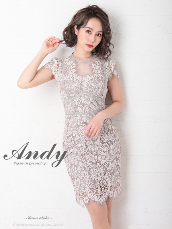 画像1: 【Andy ANDY Fashion Press 11 COLLECTION 09】フラワーレース/ シアー/ ハイネック/ タイト/ ミニドレス/ キャバドレス[OF05]