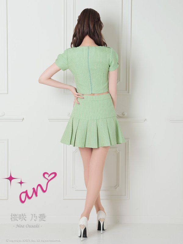 画像18: 【an /アン】ツイード/ ボタン/ ショートスリーブ/ 袖あり/ セットアップ/ Aライン/ 裾プリーツ/ ミニドレス/ キャバドレス[OF05]