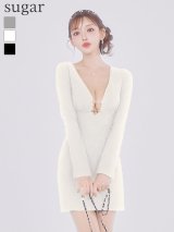 XSサイズあり【ROBE de FLEURS Glossy/ローブ・ド・フルール グロッシー】バストカット/ ロングスリーブ/ タイト/ ミニドレス/ キャバドレス[OF2]