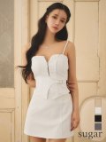 XSサイズあり【Glossy/グロッシー】フロントジップ/ サイドベルト/ セットアップ/ タイト/ ミニドレス/ キャバドレス[OF08]