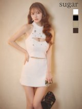 【予約商品/11月上旬発送予定】【Glossy/グロッシー】ビジュー/ シャギー/ ホルターネック/ リボン/ セットアップ/ タイト/ ミニドレス/ キャバドレス[OF08]