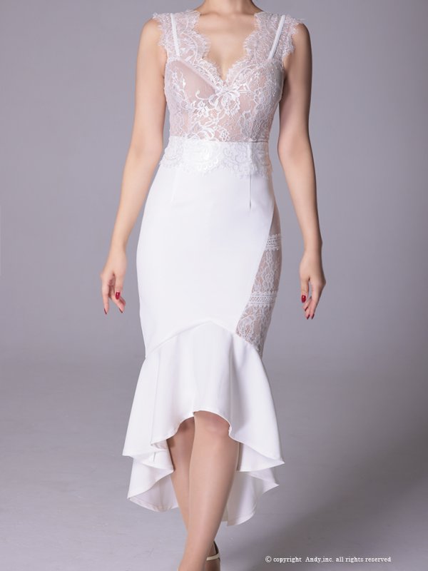 画像5: 【Andy GLAMOROUS/アンディグラマラス】マーメイド/ フリルデザイン/ レース/ ノースリーブ/ テールカット/ タイト/ ミディアム丈/ ミニドレス/ キャバドレス[OF05]