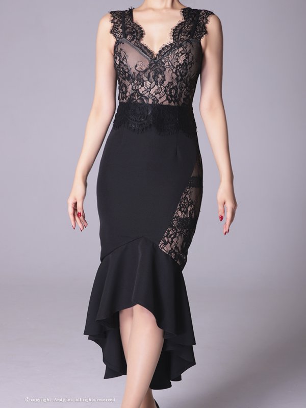画像13: 【Andy GLAMOROUS/アンディグラマラス】マーメイド/ フリルデザイン/ レース/ ノースリーブ/ テールカット/ タイト/ ミディアム丈/ ミニドレス/ キャバドレス[OF05]