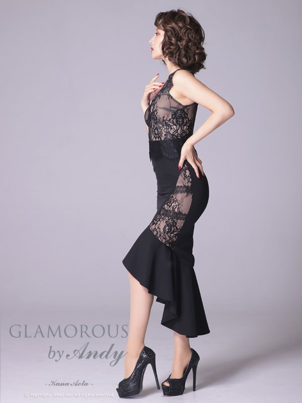 画像11: 【Andy GLAMOROUS/アンディグラマラス】マーメイド/ フリルデザイン/ レース/ ノースリーブ/ テールカット/ タイト/ ミディアム丈/ ミニドレス/ キャバドレス[OF05]
