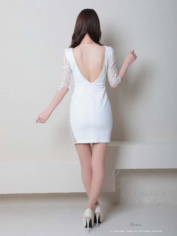 画像4: 【Miyu × GLAMOROUS by Andy 05 COLLECTION 03】七分袖/ 長袖/ 袖あり/ ストレッチ/ 切り替えデザイン/ タイト/ ミニドレス/ キャバドレス[FB03]