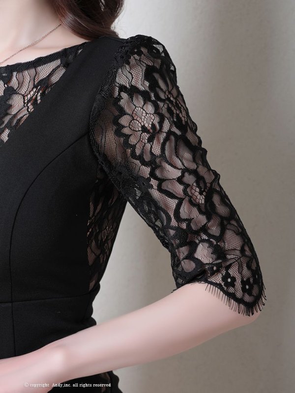 画像17: 【Miyu × GLAMOROUS by Andy 05 COLLECTION 03】七分袖/ 長袖/ 袖あり/ ストレッチ/ 切り替えデザイン/ タイト/ ミニドレス/ キャバドレス[FB03]