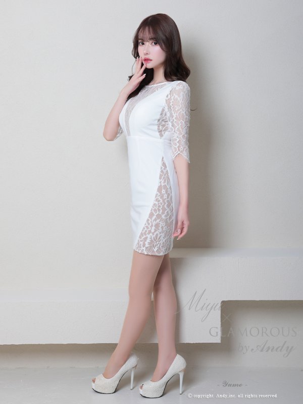 画像3: 【Miyu × GLAMOROUS by Andy 05 COLLECTION 03】七分袖/ 長袖/ 袖あり/ ストレッチ/ 切り替えデザイン/ タイト/ ミニドレス/ キャバドレス[FB03]
