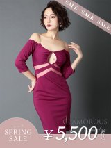 【決算SALE開催中！! 】【Andy GLAMOROUS/アンディグラマラス】ワンカラー/ オフショル/ シアーデザイン/ タイト/ ミニドレス / キャバドレス[FB03]