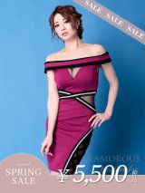 【決算SALE開催中！! 】【 ANDY GLAMOROUS / アンディグラマラス】バイカラー/ オフショル/ シアーレース/ カットアウト/ ストレッチ/ タイト/ ミニドレス[FB03]