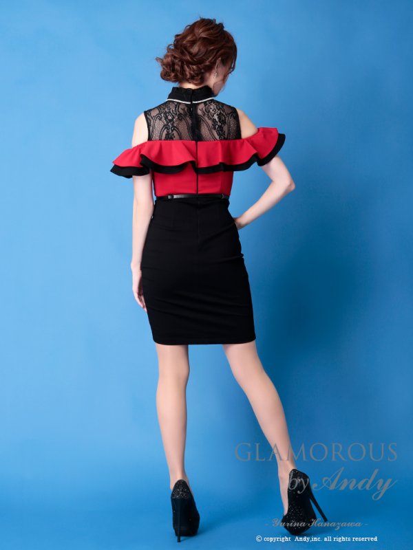 画像19: 【Andy GLAMOROUS/アンディグラマラス】ジップ/ フリル/ オフショル/ ストレッチ/ タイト/ ミニドレス/ キャバドレス[OF05]