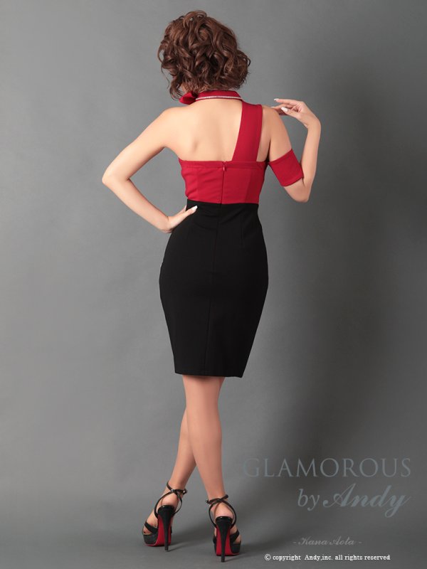 画像4: 【Andy GLAMOROUS/アンディグラマラス】バイカラー/ シアー/ ワンショル/ カットアウト/ タイト/ ミニドレス/ キャバドレス[OF05]