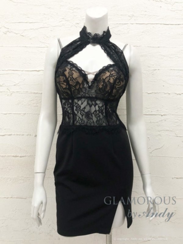 画像9: 【Andy GLAMOROUS/アンディグラマラス】アメスリ/ ホルターネック/ レース切り替え/ スリット/ タイト/ ミニドレス/ キャバドレス[OF05]