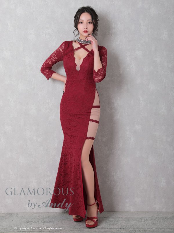 画像12: 【GLAMOROUS ANDY Fashion Press 09 COLLECTION 04】総レース/ シアー/ 七分袖/ 長袖/ 袖あり/ Vネック/ ロングドレス/ キャバドレス long[OF05]