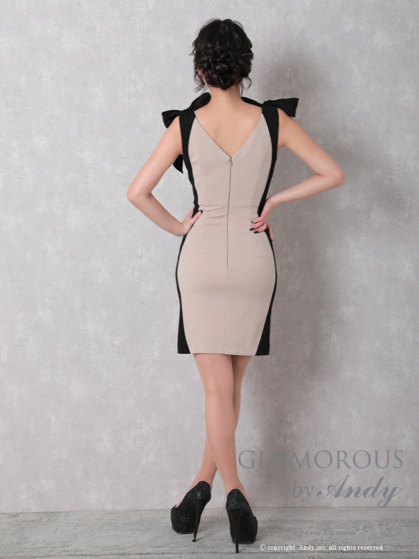 画像4: 【Andy GLAMOROUS/アンディグラマラス】バイカラー/ ワンカラー/ ノースリーブ/ リボンデザイン/ 切り替え/ タイト/ ミニドレス/ キャバドレス[OF05]