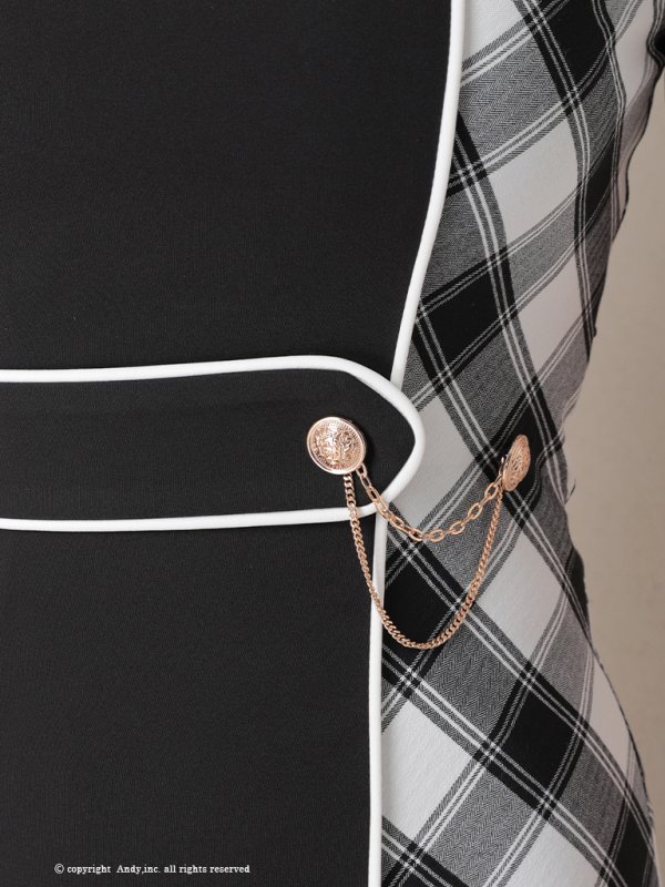 画像6: 【Andy GLAMOROUS/アンディグラマラス】チェック柄/ 切替/ ノースリーブ/ ハイネック/ タイト/ ミニドレス/ キャバドレス[OF05]