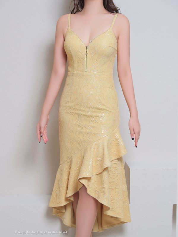 画像24: XSサイズあり【Andy GLAMOROUS/アンディグラマラス】総レース/ キャミソール/ フリル/ フロントジッパー/ フレア/ テールカット/ ミディアムドレス/ キャバドレス[OF05]